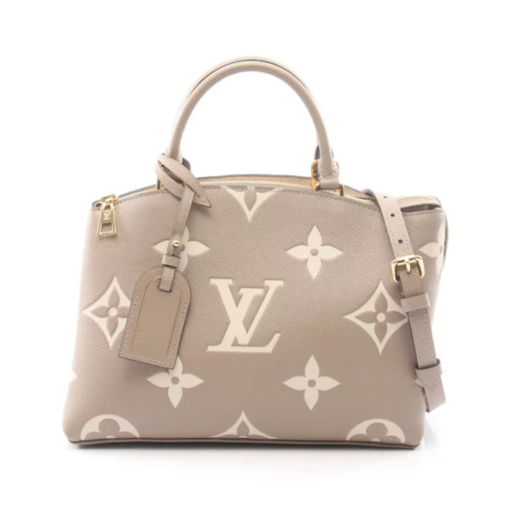Louis Vuitton Palais Handbag Leather Monogram Empreinte Beige Cream